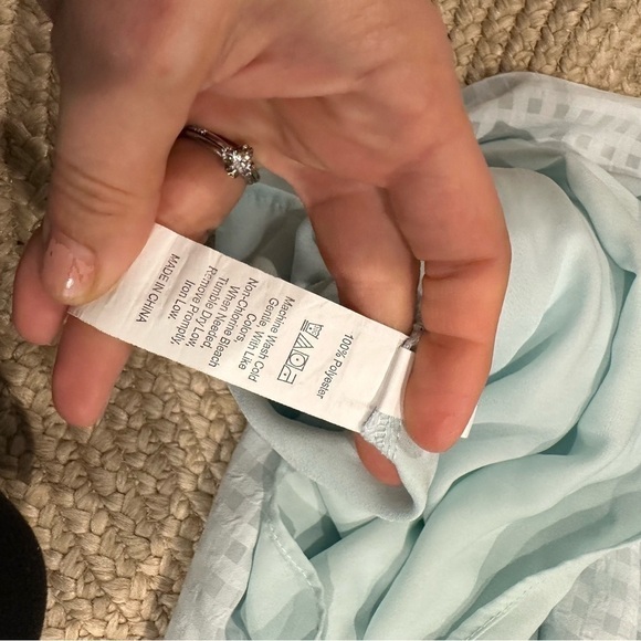 Gingham Puff Long Sleeve Square Neck smocked Midi Dress sky Blue Womens Large - Picture 2 of 4